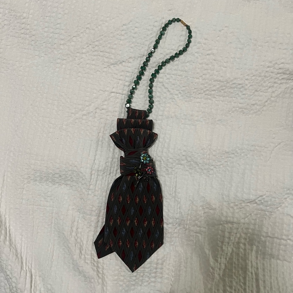 Black and Red Necktie Pendant Necklace